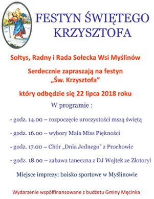 Festyn Św. Krzysztofa, Myślinów - 22 lipca 2018 r. 