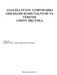 opracowanie Analiza Stanu Gospodarki Odpadami Komunalnymi na terenie Gminy Męcinka za rok 2014