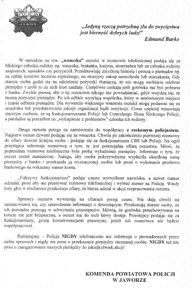 Ostrzeżenie metoda na wnuczka