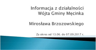 Informacja z działalności pracy Wójta Gminy Męcinka