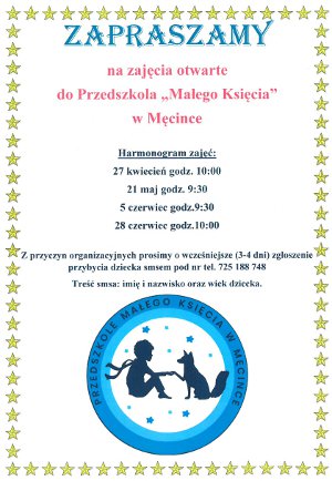 Zajęcia otwarte w Przedszkolu "Małego Księcia" w Męcince