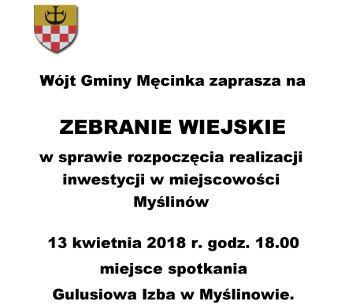 Ogłoszenie - zebranie wiejskie, Myślinów