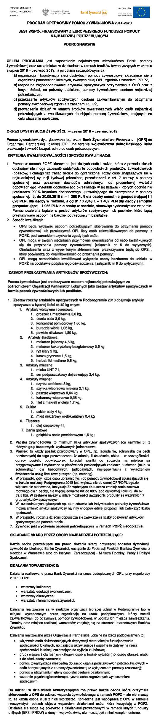 Wójt Gminy informuje o kontynuacji pomocy żywnościowej dla mieszkańców Gminy Męcinka