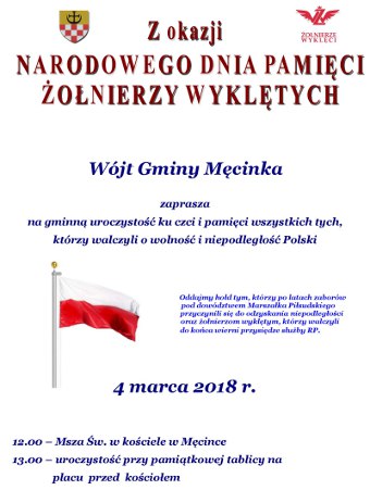 Wójt Gminy serdecznie zaprasza na gminną uroczystość ku czci i pamięci wszystkich tych, którzy walczyli o wolność i niepodległość Polski 