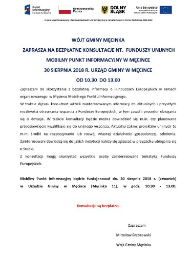 Bezpłatne konsultacje nt. Funduszy Unijnych