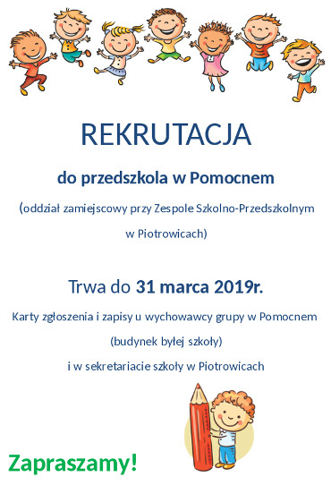Rekrutacja przedszkole Pomocnem