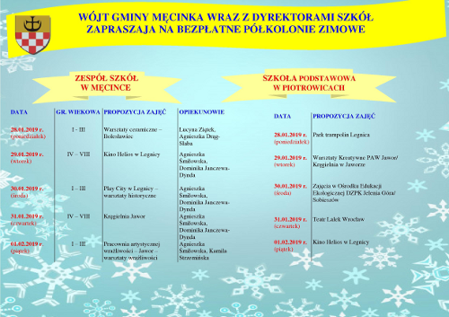 BEZPŁATNE PÓŁKOLONIE ZIMOWE