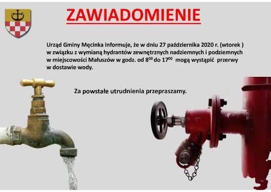 zawiadomienie brakwody Małuszów 27.10.2020