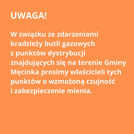 plakat uwaga. kradzieże butli gazowych