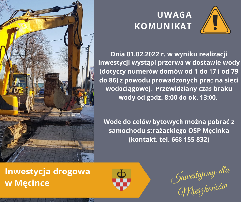 komunikat awaria w dostawie wody 01.02.2022