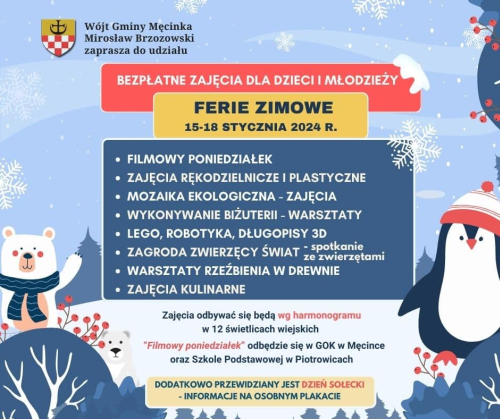 plan zajęć - ferie zimowe 2024