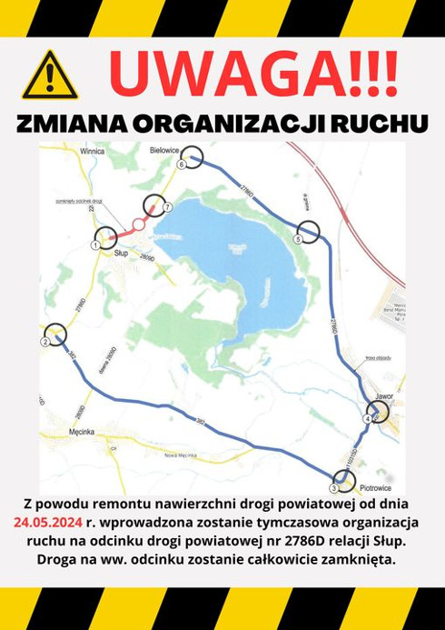 Plakat zmiana organizacji ruchu